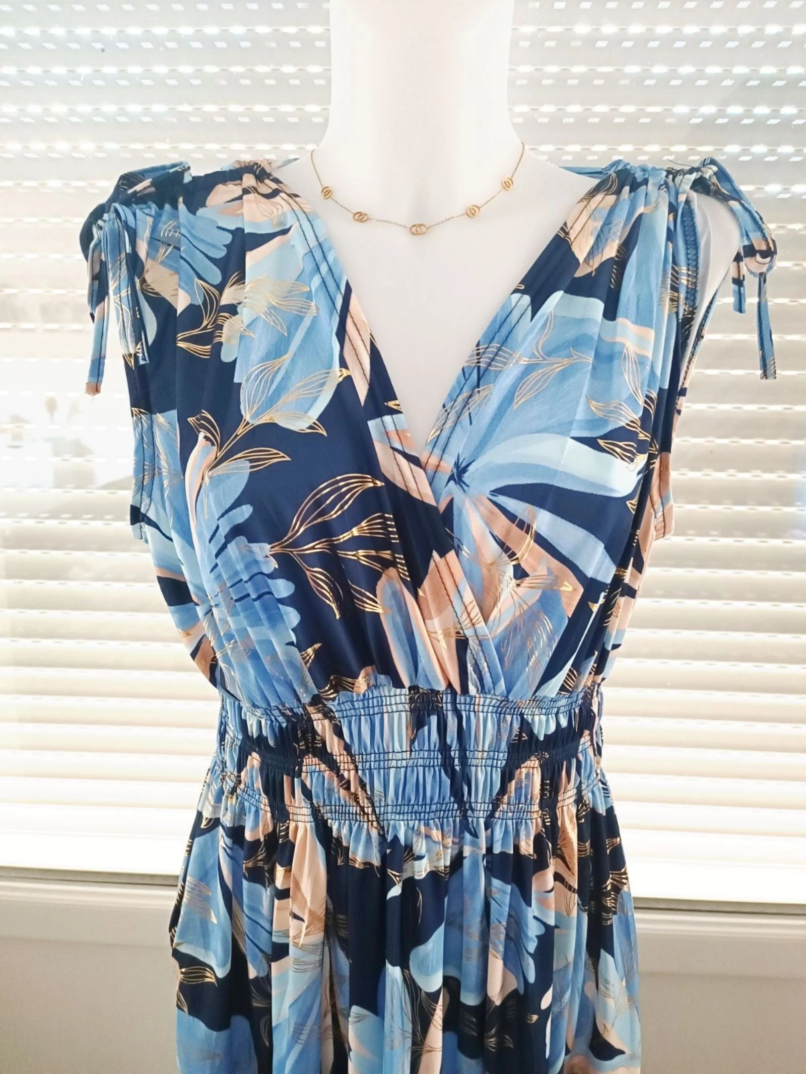 Robe magique marine ciel beige dorée  – photo 2
